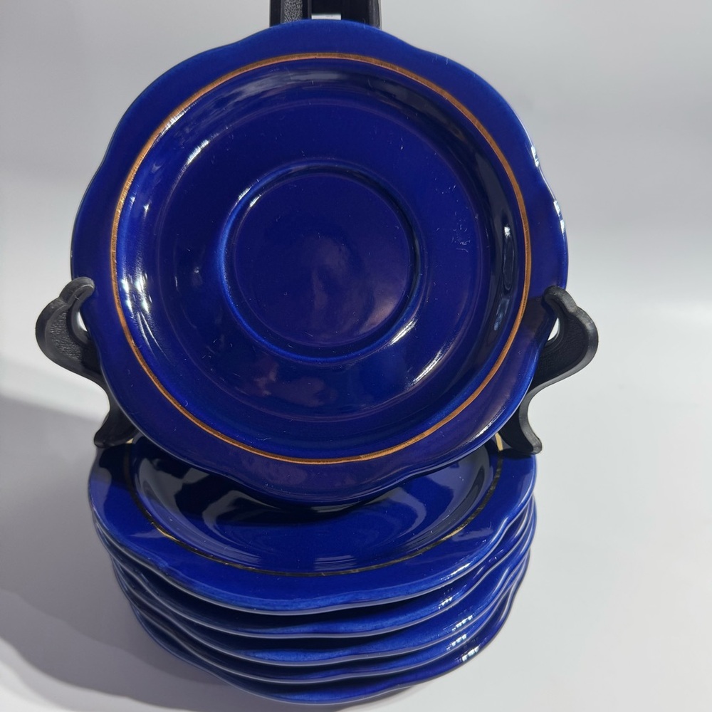 Set 6 Cobalt Blue Waechtersbach W Germany Winter Dreams 6” dessert bread plates